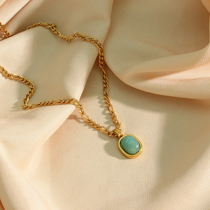 Oval Amazonite Pendant Necklace